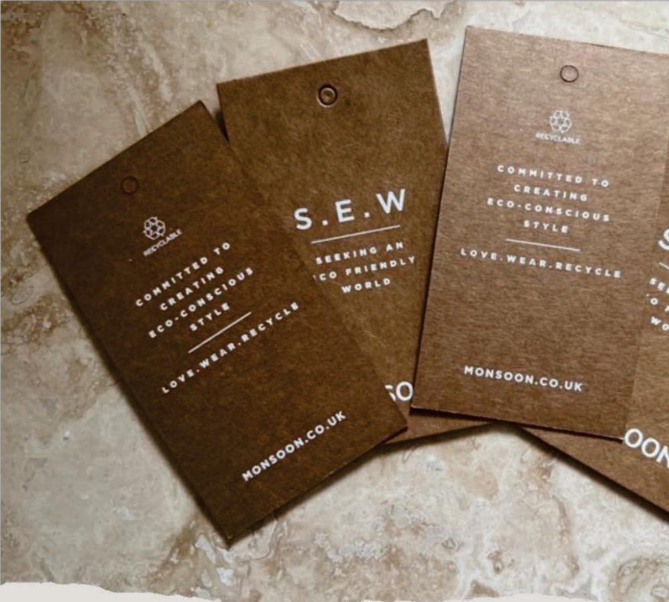 Recycled kraft hangtags for Monsoon